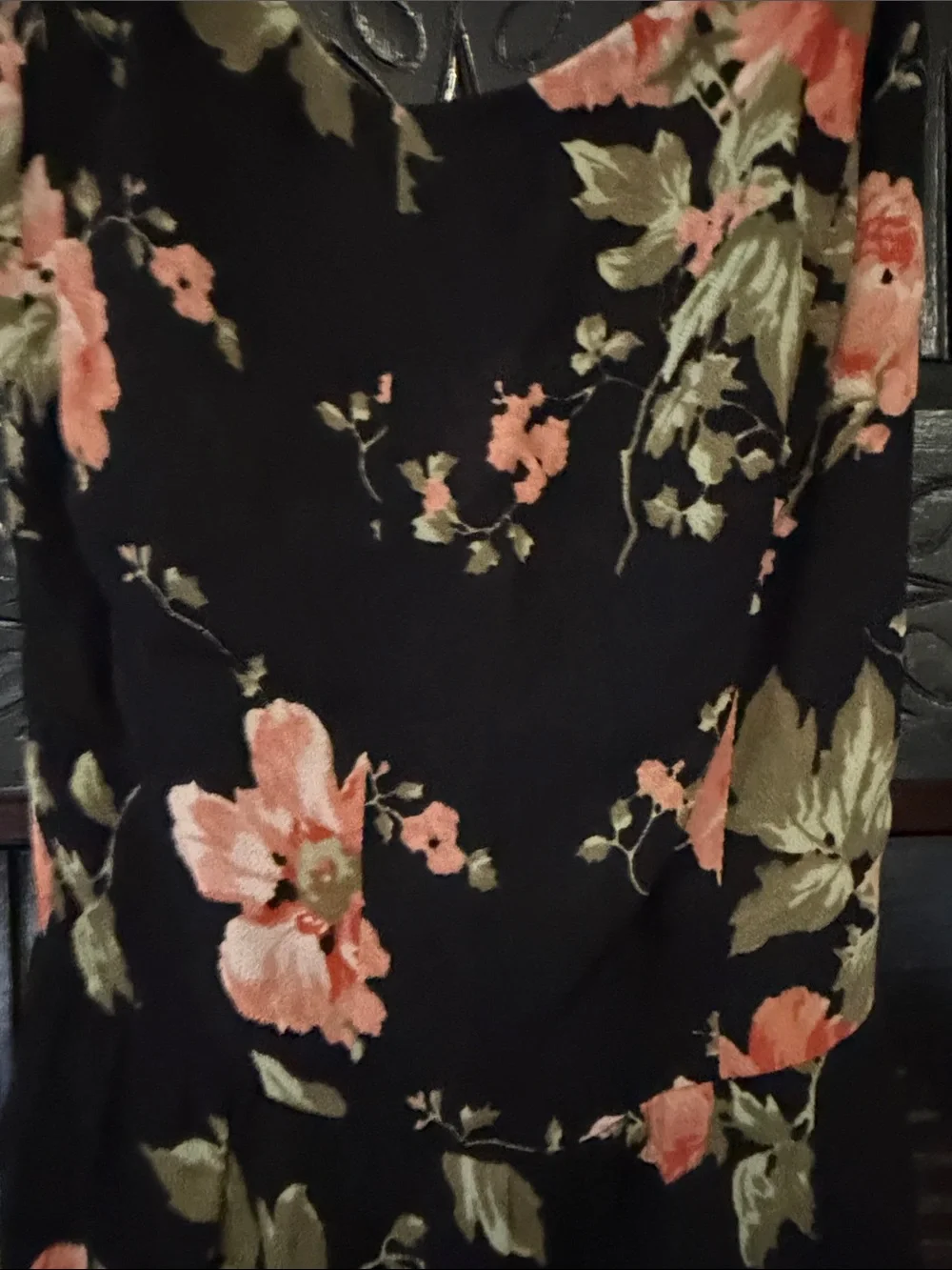Reformation Black Midi Dress with Floral Print
